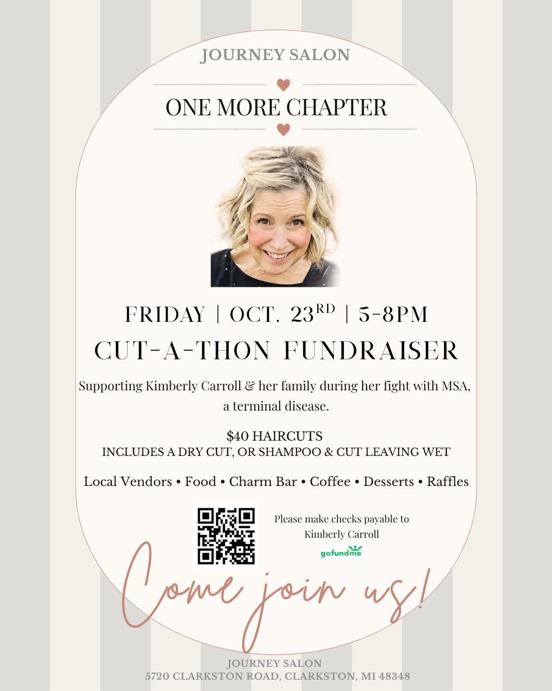One More Chapter fundraiser flyer